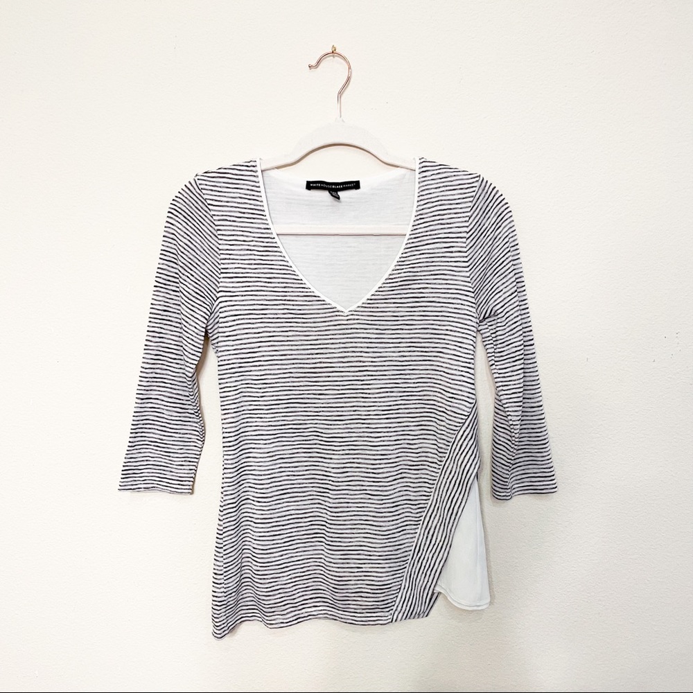 NWOT WHBM Striped Quarter-Sleeve Blouse